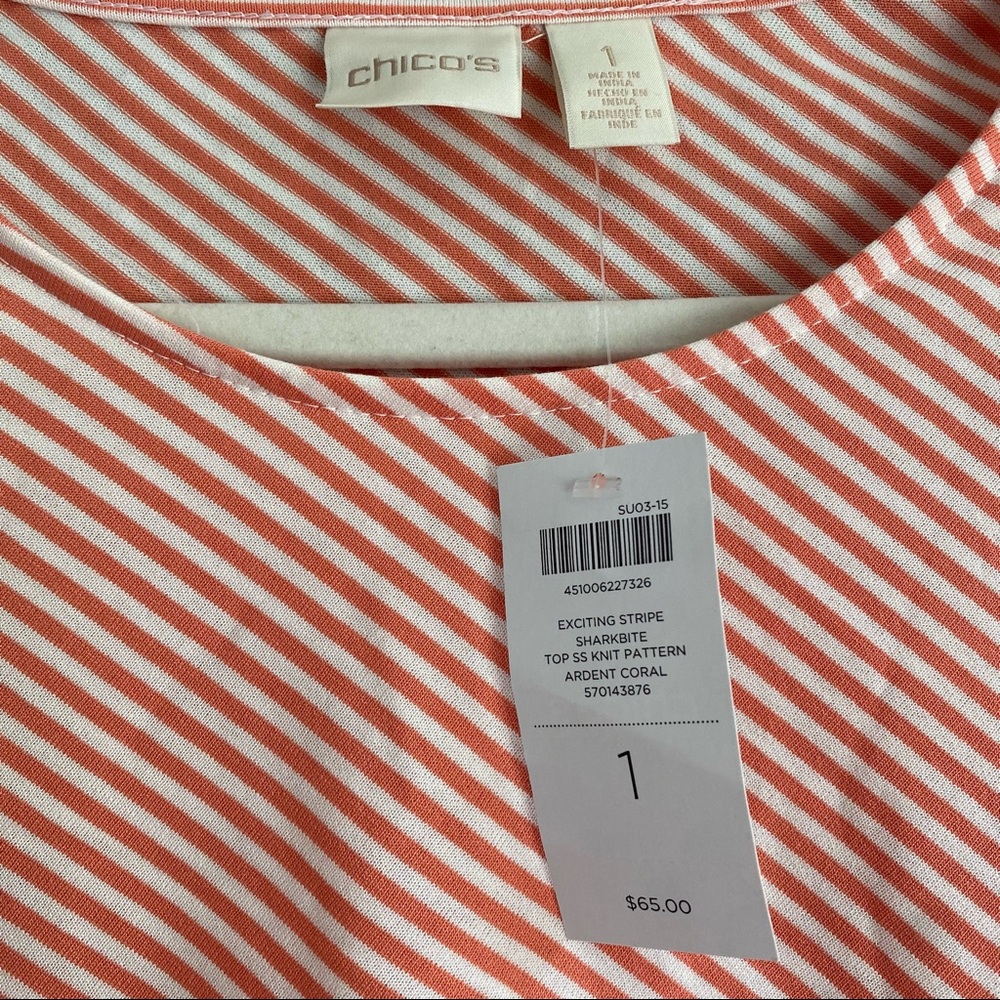 NWT Chicos Exciting Stripe Sharkbite Tee - Picture 4 of 7